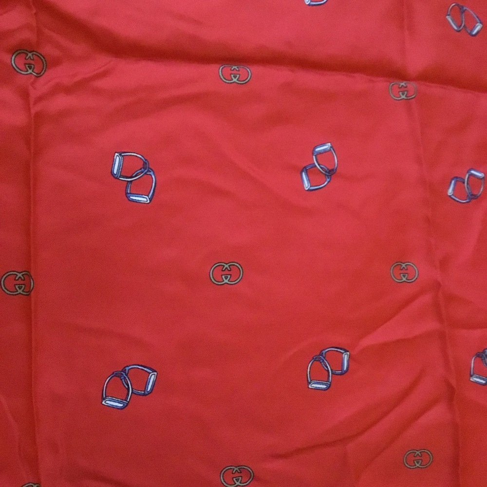 Vintage Gucci red silk equestrian scarf 34 x 34 - Picture 4 of 7